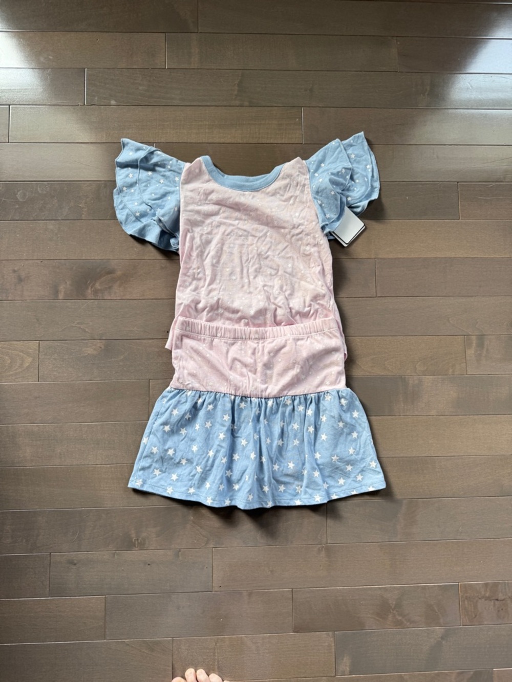 Chaser Girls Pink Bodice Blue Star Ruffle Dress